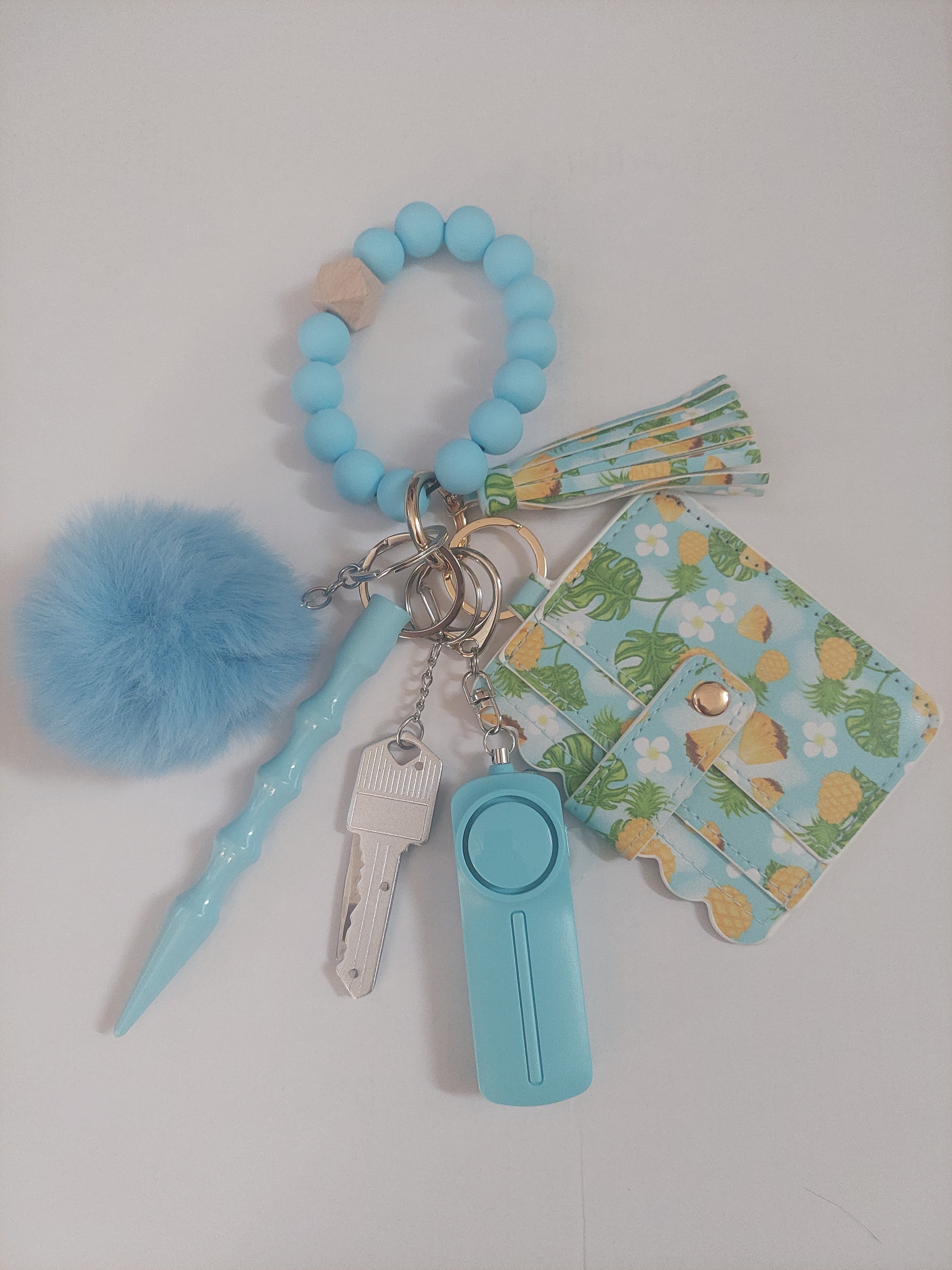 Pineapple Paradise Beaded Wallet Keychain