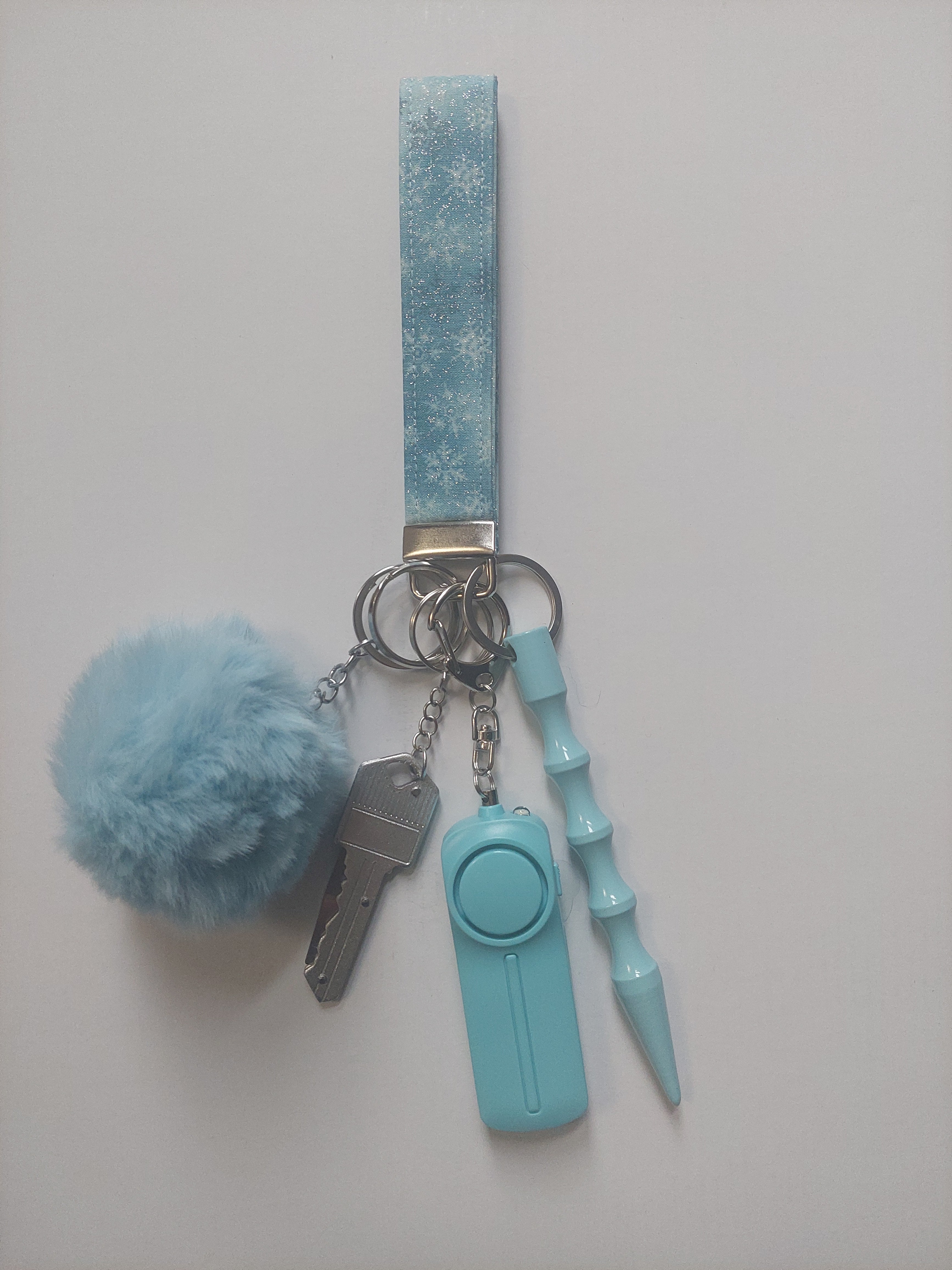 Blue Glitter Snowflake Keychain