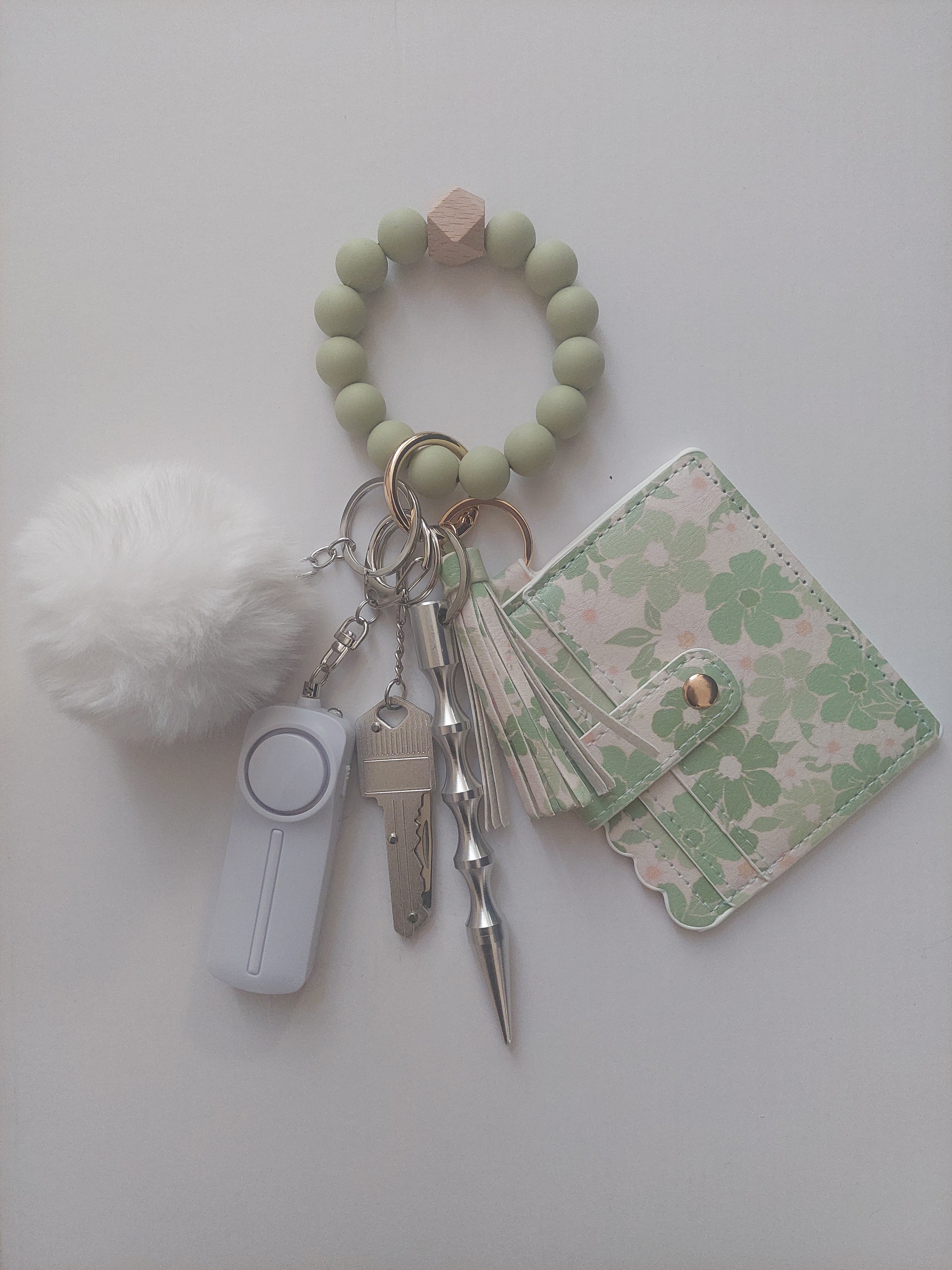 Sage Floral Safety Keychain