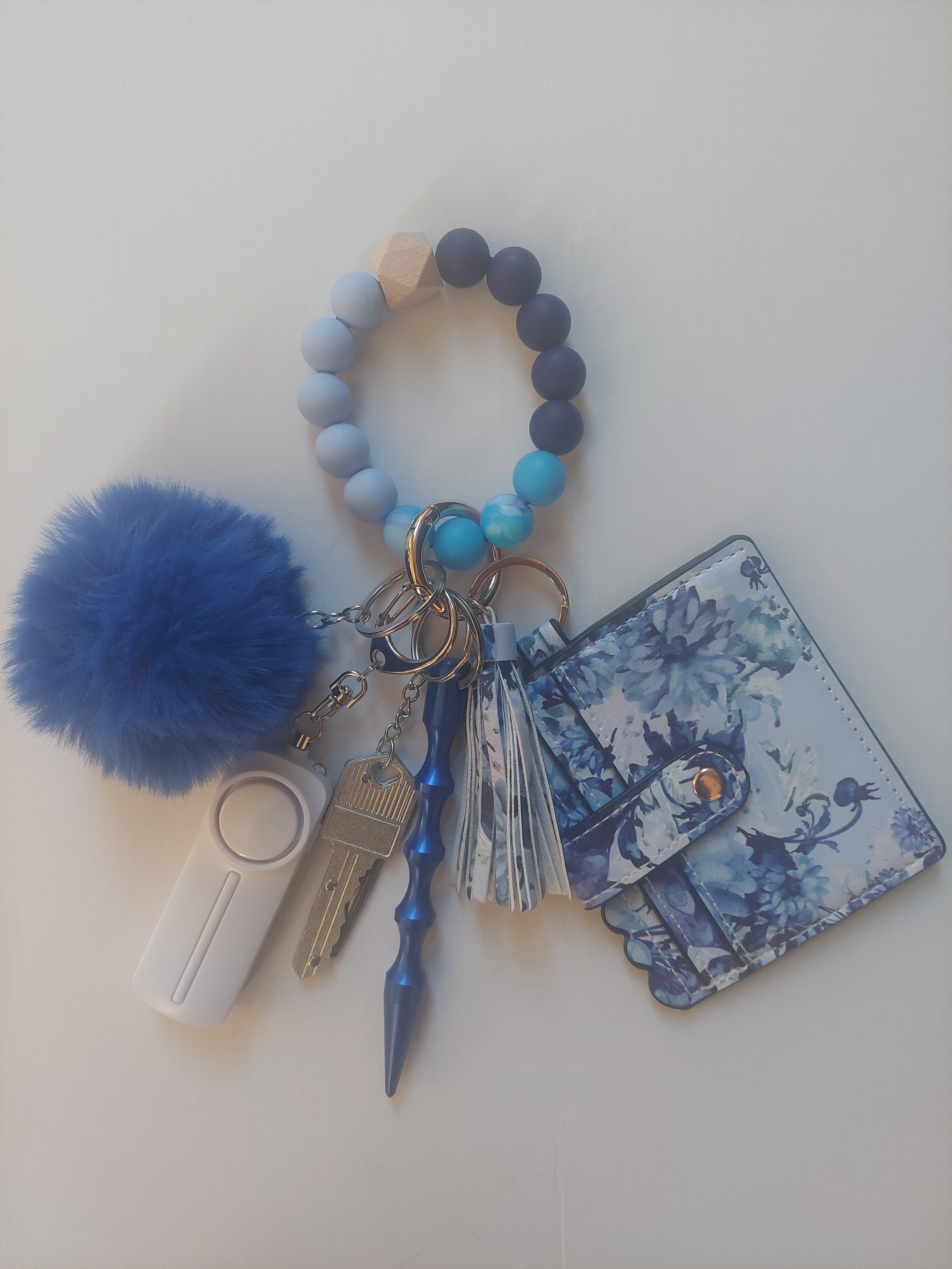 Blue Floral Safety Keychain
