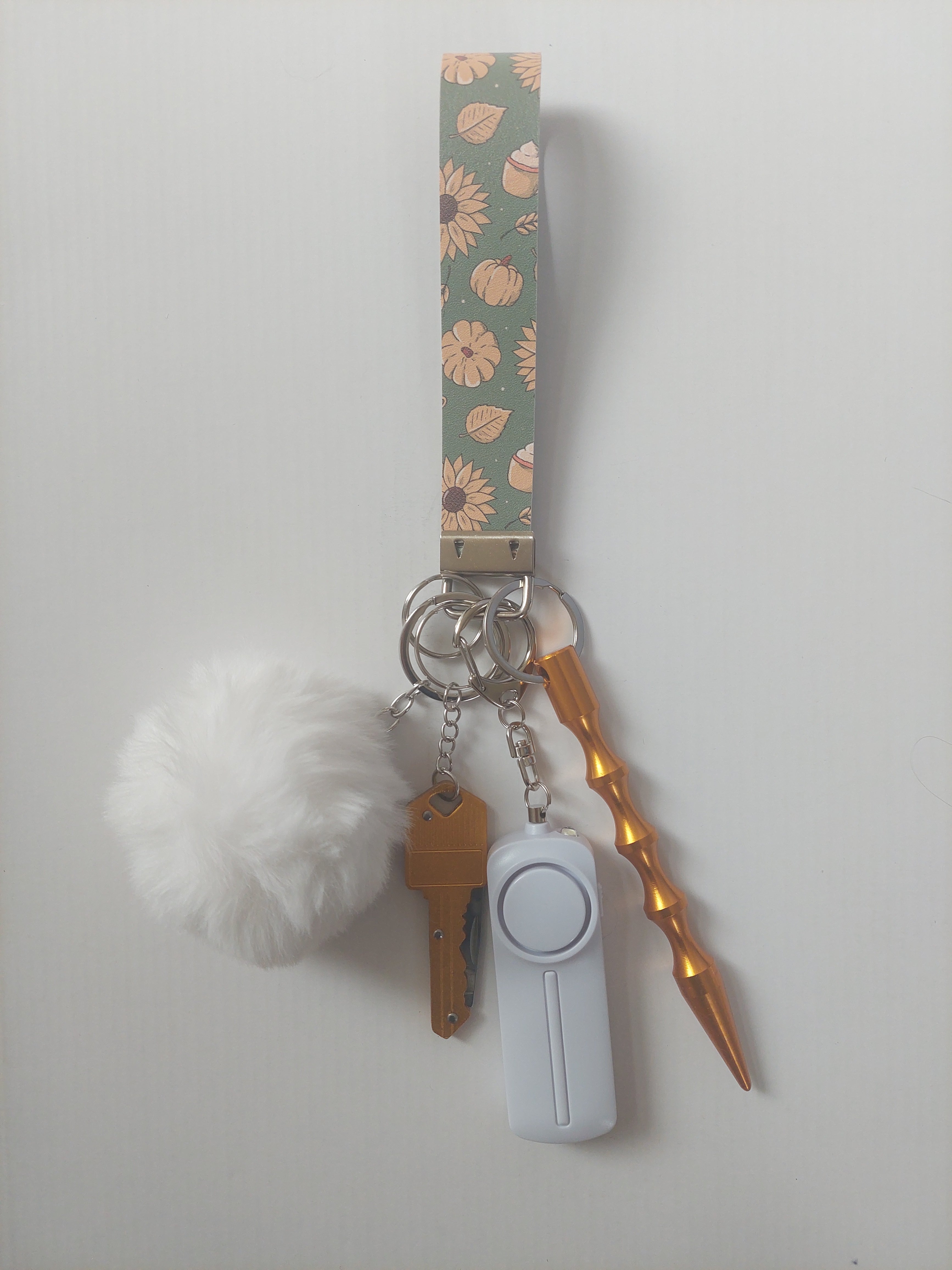 Pumpkin Floral Safety Keychain