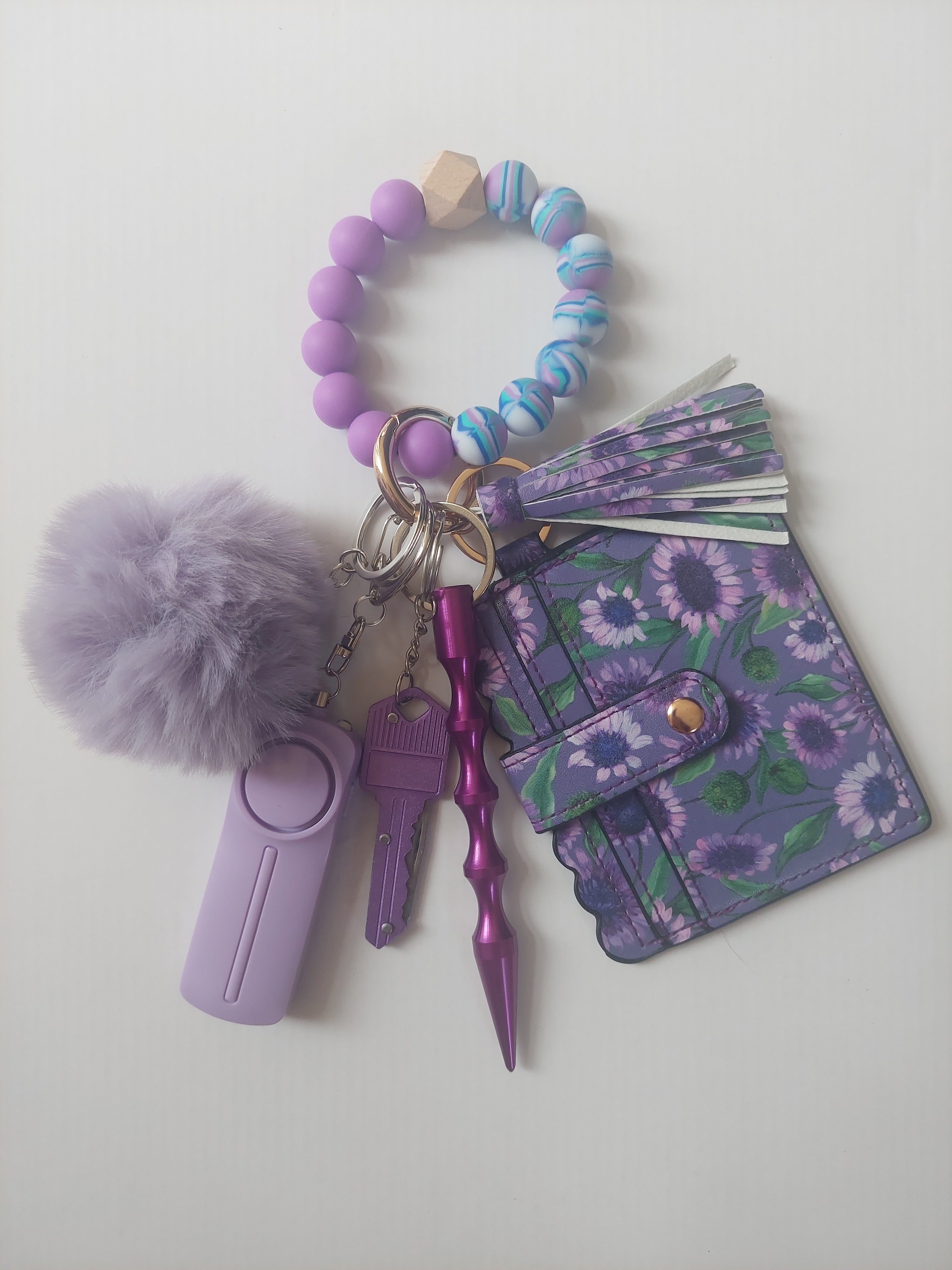 Purple Sunflower Safety Keychain