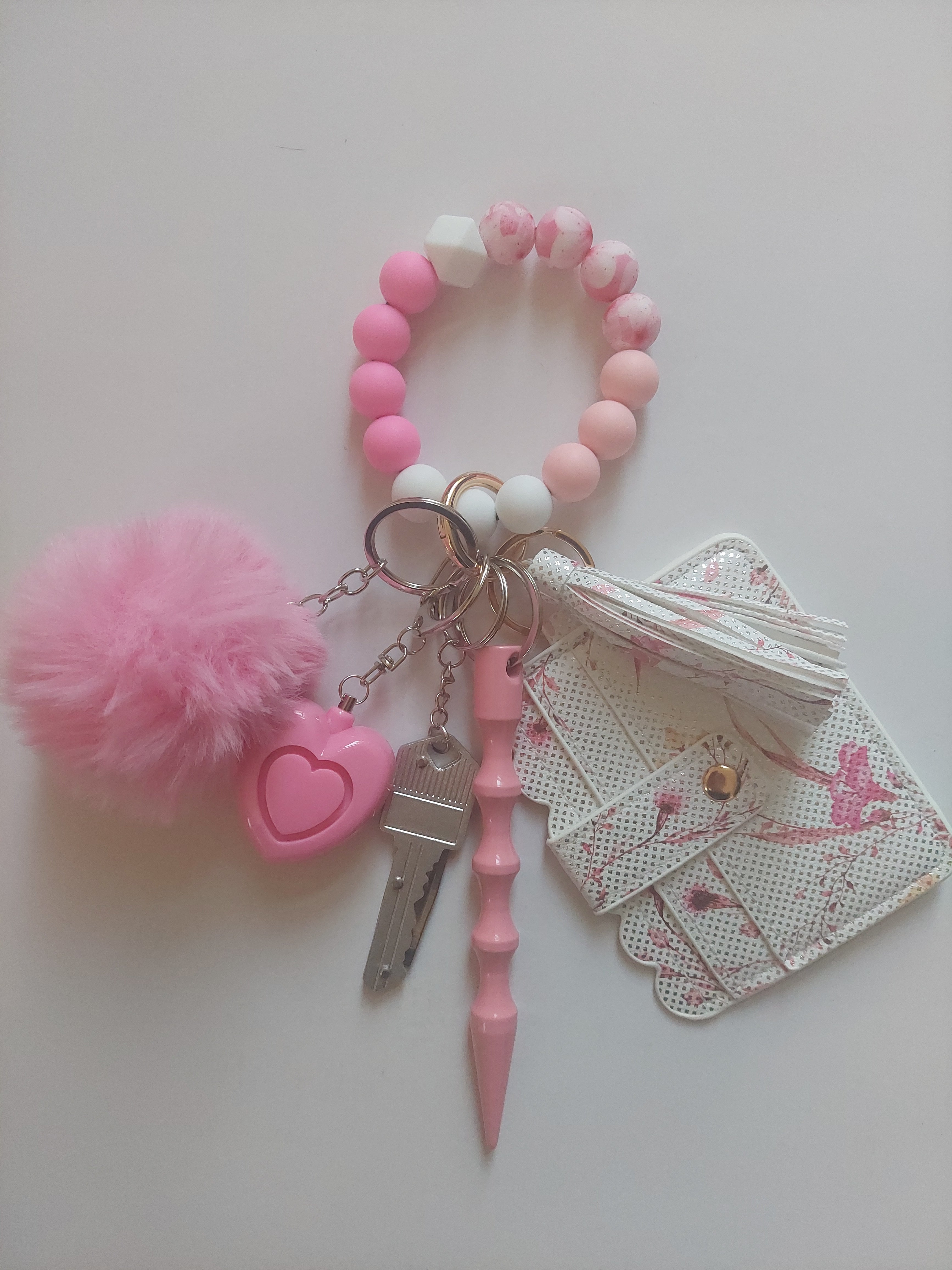 Shimmer Pink Floral Keychain