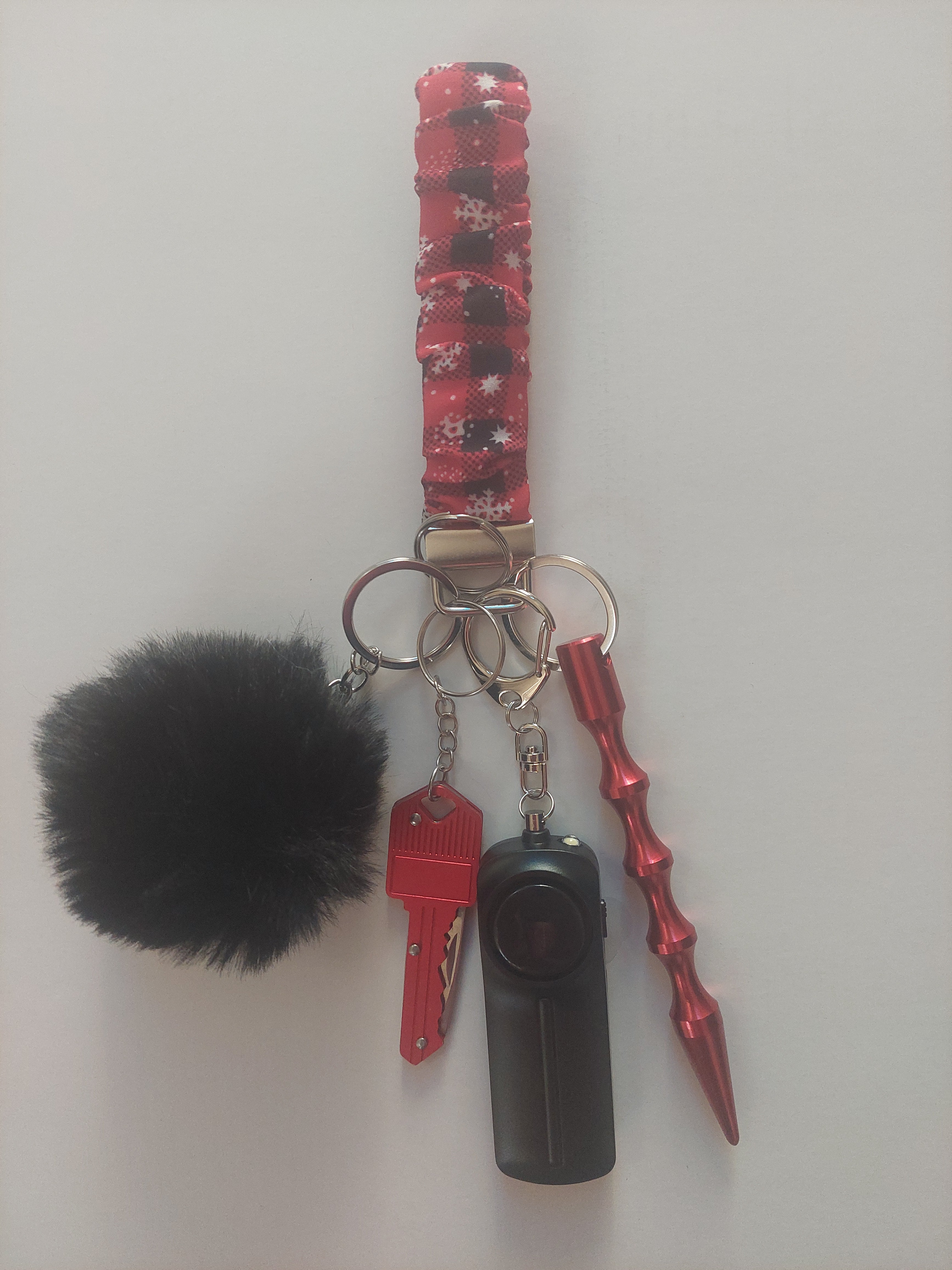 Red Snowflake Safety Keychain